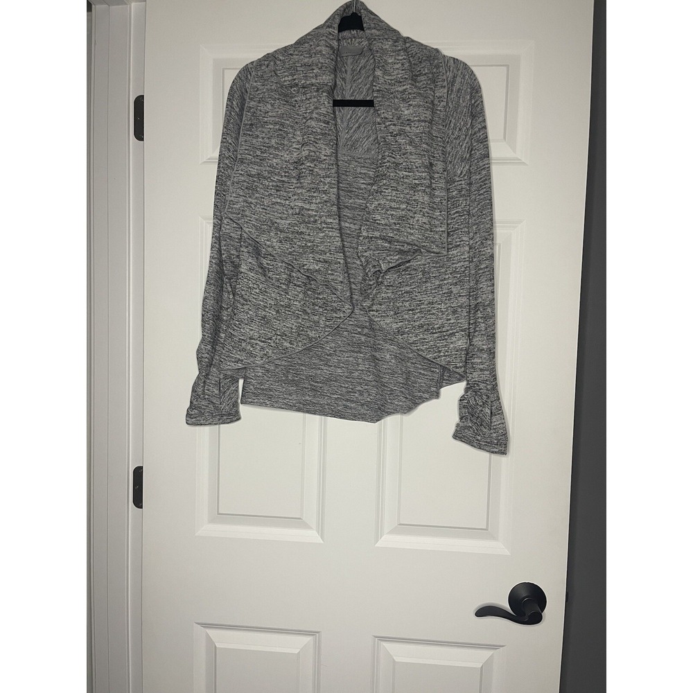 Athleta Haven Wrap Open Front Waterfall Cardigan Sweater Small Gray Space